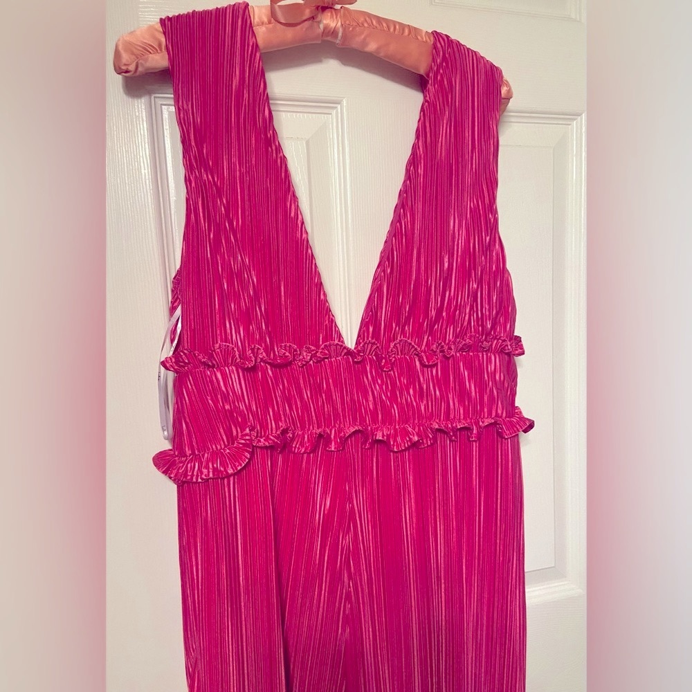 Lulus Pink Pleated Maxi Romper Dress (XL, NWT) - Picture 2 of 13
